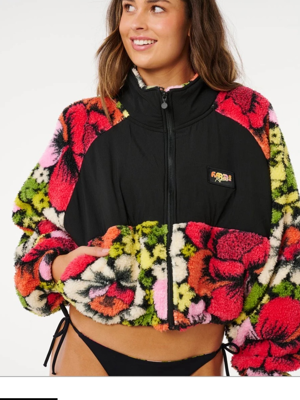 Rip curl X farm Rio fluffy crop colorful jacket